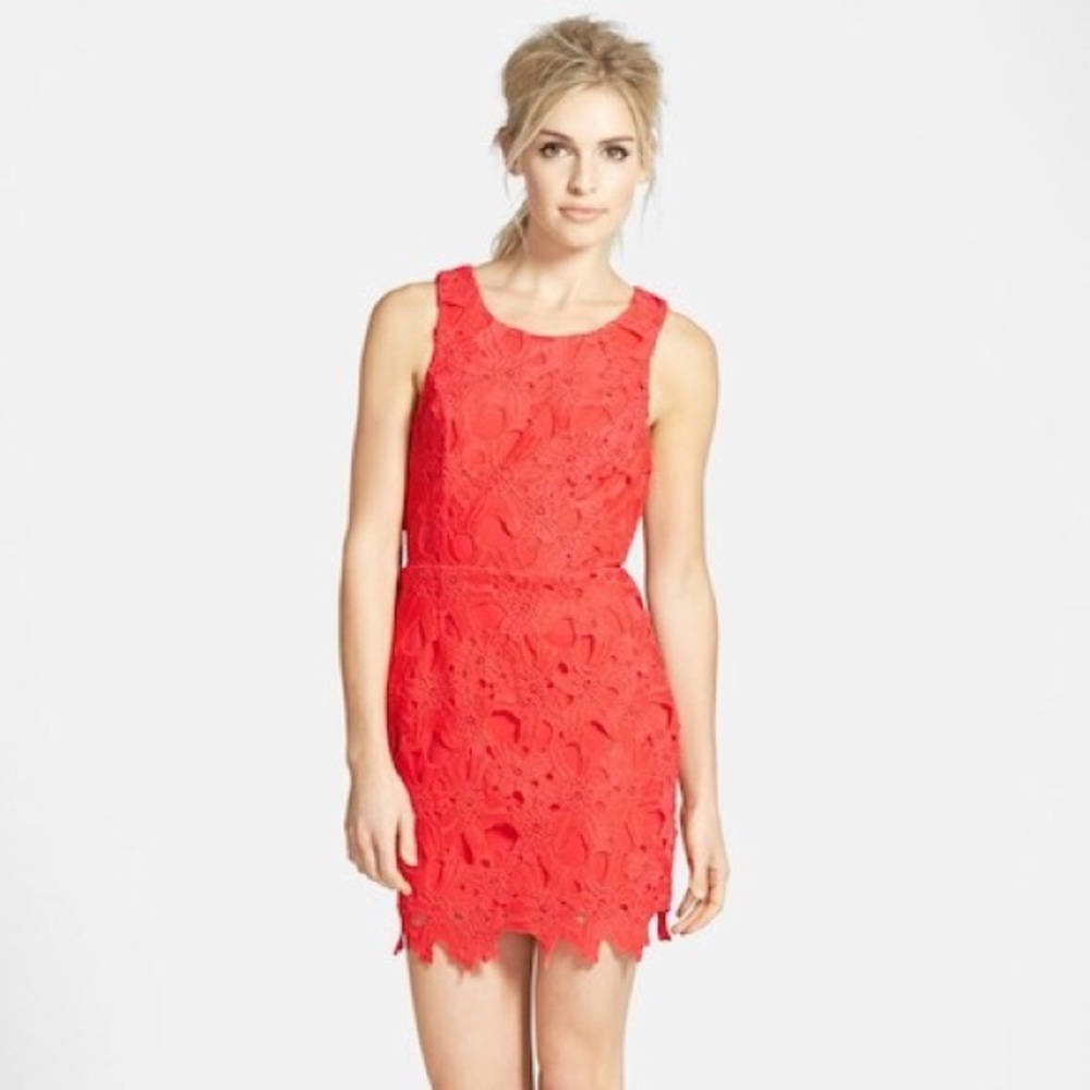 ASTR | Coral Lace Mini Dress
